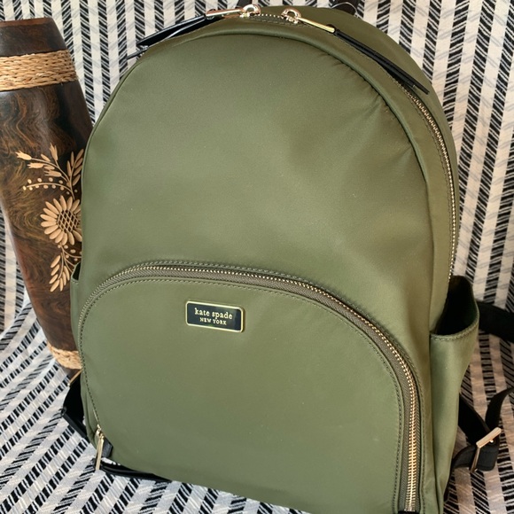 KATE SPADE , Large Nylon Backpack Laptop Green - Picture 2 of 8